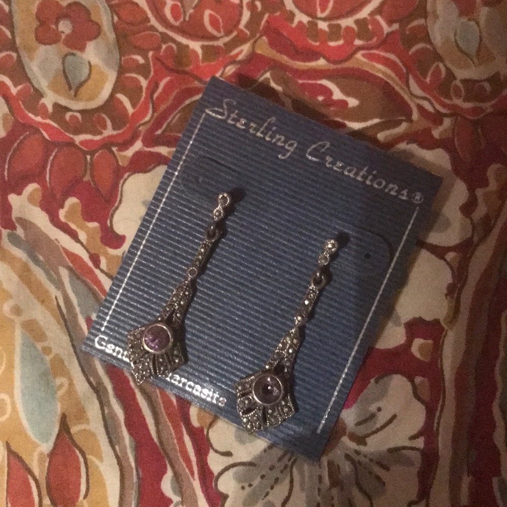 Vintage Amethyst, Marcasite earrings.